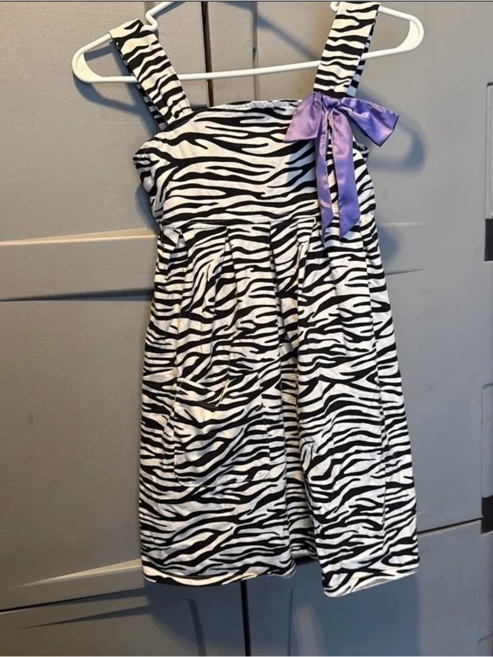 American Girl Black and White Zebra Print Dress with Purple Accent
